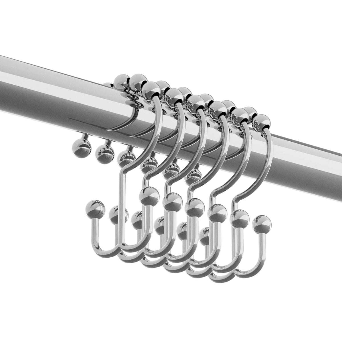 Maytex anillo de metal doble Glide cortina de ducha/ganchos, Moderno, Cromado, 1