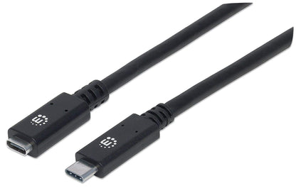 Manhattan Adaptador USB-C a Dual DisplayPort 4K Negro - Negro - 50 cm, 10 Gbps (Polybag) - Cable de extensión USB-C a USB-C