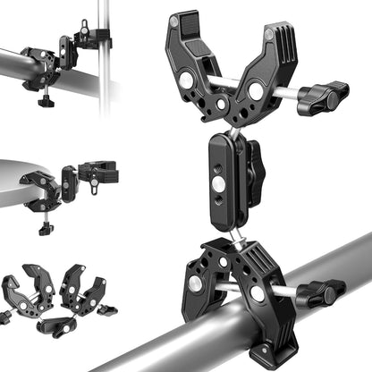 NEEWER Doble Super Clamp Abrazadera con Magic Arm de Doble Cabeza de Bola, 1/4" ARRI Soporte de Luz LED para Cámara de Acción para Varilla Escritorio Accesorio Compatible con SmallRig GoPro Dji, UA036