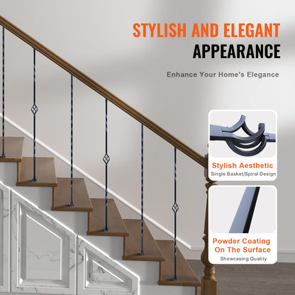 VEVOR - de metal para escalera, 44 x 1/2 pulgadas, ejes decorativos de acero galvanizado, paquete de 10 de cubierta con cestas individuales huecos, giros, de escalera