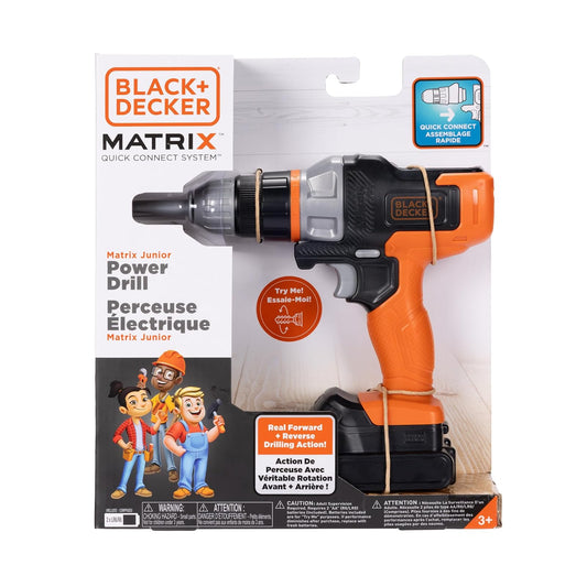Jakks Pacific Taladro Eléctrico de Juguete Black+Decker con Sierra Caladora | Accesorios intercambiables, sierra caladora, compatible, luz integrada, imaginación, creatividad, juego de rol, edad 3+ años