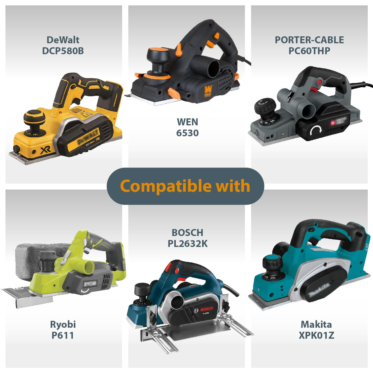 POWERTEC - Cuchillas cepilladoras HSS de 3-1/4 pulgadas, 2 unidades para WEN 6530, DeWalt DCP580B, PORTER-CABLE PC70THP, RYOBI P611, BOSCH PK2632K, Makita XPK01Z, Craftsman, Skil Hand Planer,