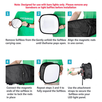 NEEWER 2 Pack LED Luz Panel Softbox para 660 480 Luz de Video | Outer 16.3"x6.5", Inner 9.8"x8.7", Plegable Difusor, para Foto Estudio Shooting