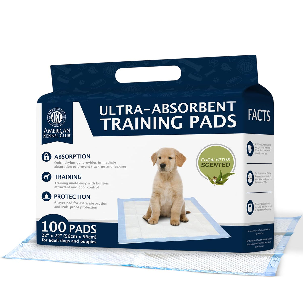 Almohadillas de entrenamiento American Kennel Club para perro, aroma fresco - Aroma a eucalipto - 22" x 22" - Pack of 100