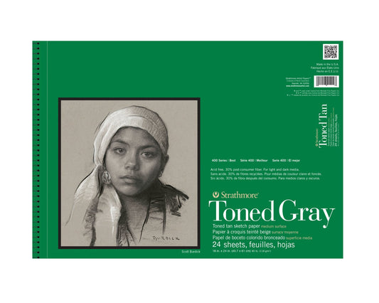 Strathmore 400 Series Toned Sketch Paper Pads, Wire Bound, Gray, 18 x 24 Inches, 24 Sheets (ST412-118)