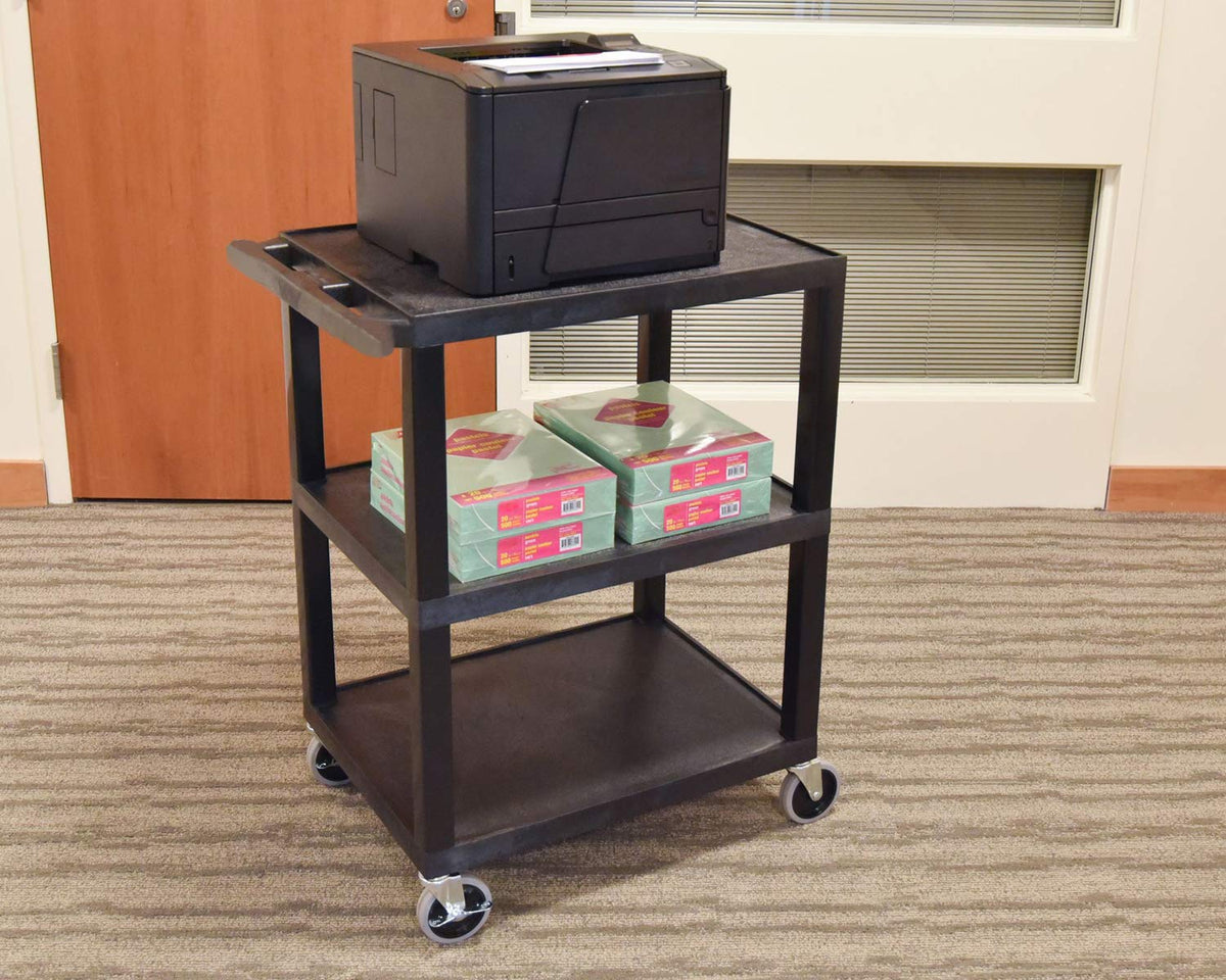 Luxor STC222-B 3-Shelf Utility Cart, Black
