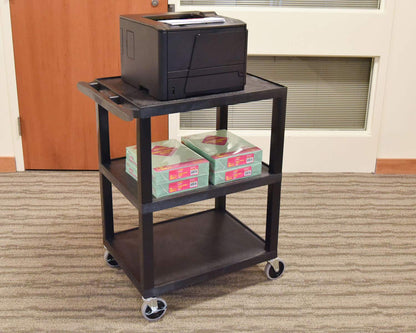 Luxor STC222-B 3-Shelf Utility Cart, Black
