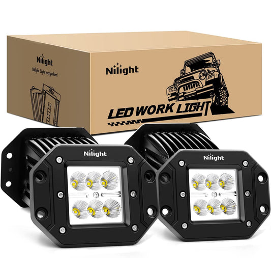 Nilight - 4 cápsulas LED de 18 W de Montaje Empotrado, Luces LED de Trabajo, Barra de luz LED, Luces antiniebla Todoterreno, para Jeep, camión, Tacoma, Parachoques, ATV, UTV