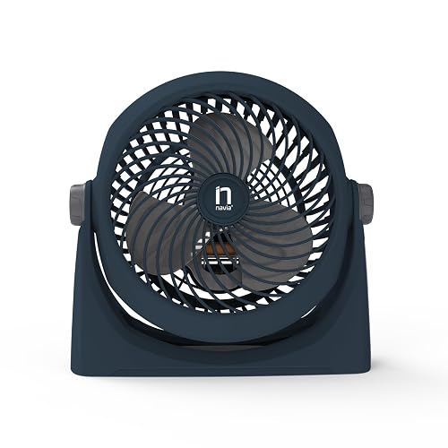 NAVIA Ventilador Escritorio de 10 Pulgadas CEN-1012 | 3 Velocidades | Cabezal 360° | Silencioso y Potente | Azul Marino