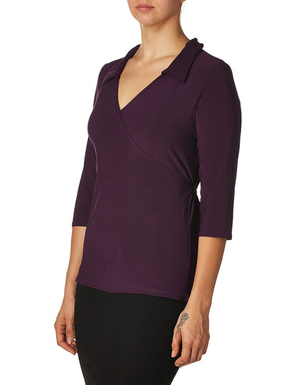 Star Vixen Túnica de Manga 3/4 para Mujer, Cuello Redondo, Color sólido, con puños de Leopardo