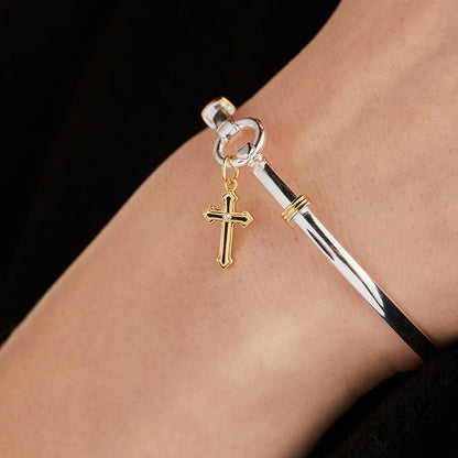 Alex and Ani - pulsera con clip de cruz, Una talla, Latón, No es una piedra preciosa