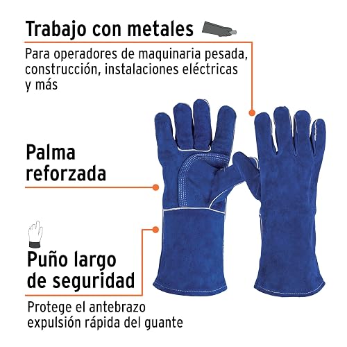 Truper GU-515, Guantes de carnaza, para soldador, puño largo de seguridad