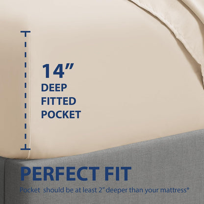 Cathay Home Sábana Bajera Ajustable Doble Cepillado Ultra Suave – Resistente a Las Arrugas y a la decoloración – Sábana Ajustable con Bolsillo estándar de 14 Pulgadas Solamente – Ajuste Personalizado