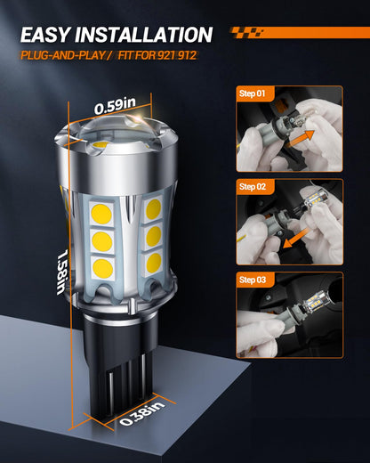 SEALIGHT 921 912 - Bombillas LED para luz de marcha atrás, T15 906 904 916 W16W con proyector de repuesto para maletero de carga de 3ª freno, 600% más brillante, color blanco xenón no polaridad,