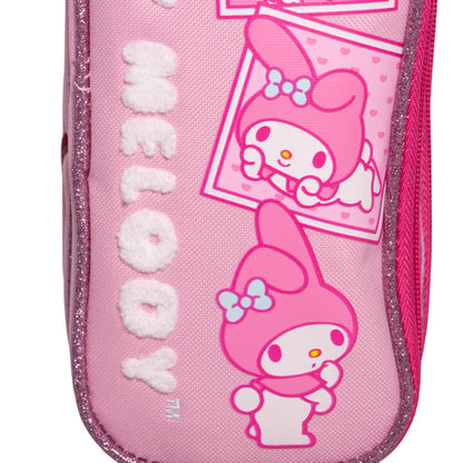 Ruz Lapicera Triple Infantil | My Melody | 100% Poliéster | Medidas 23 x 10 x 8 cm | Estuche Escolar para niñas con Tres Compartimentos y Práctico Cierre de Cremallera para Útiles