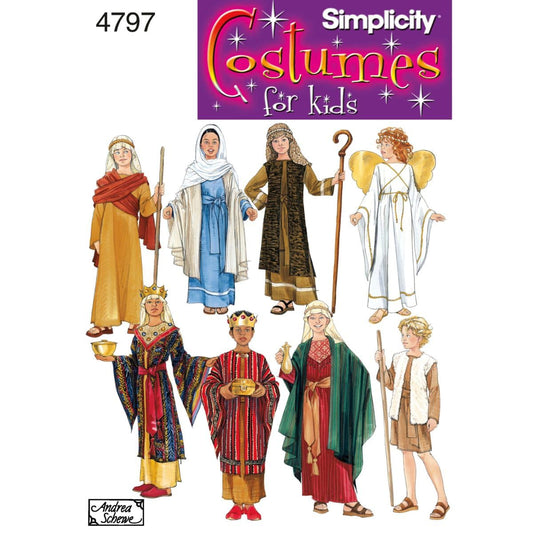 Simplicity 4797 - Disfraz histórico y bíblico para niños y niñas de Andrea Schewe, Tallas A (S-L)