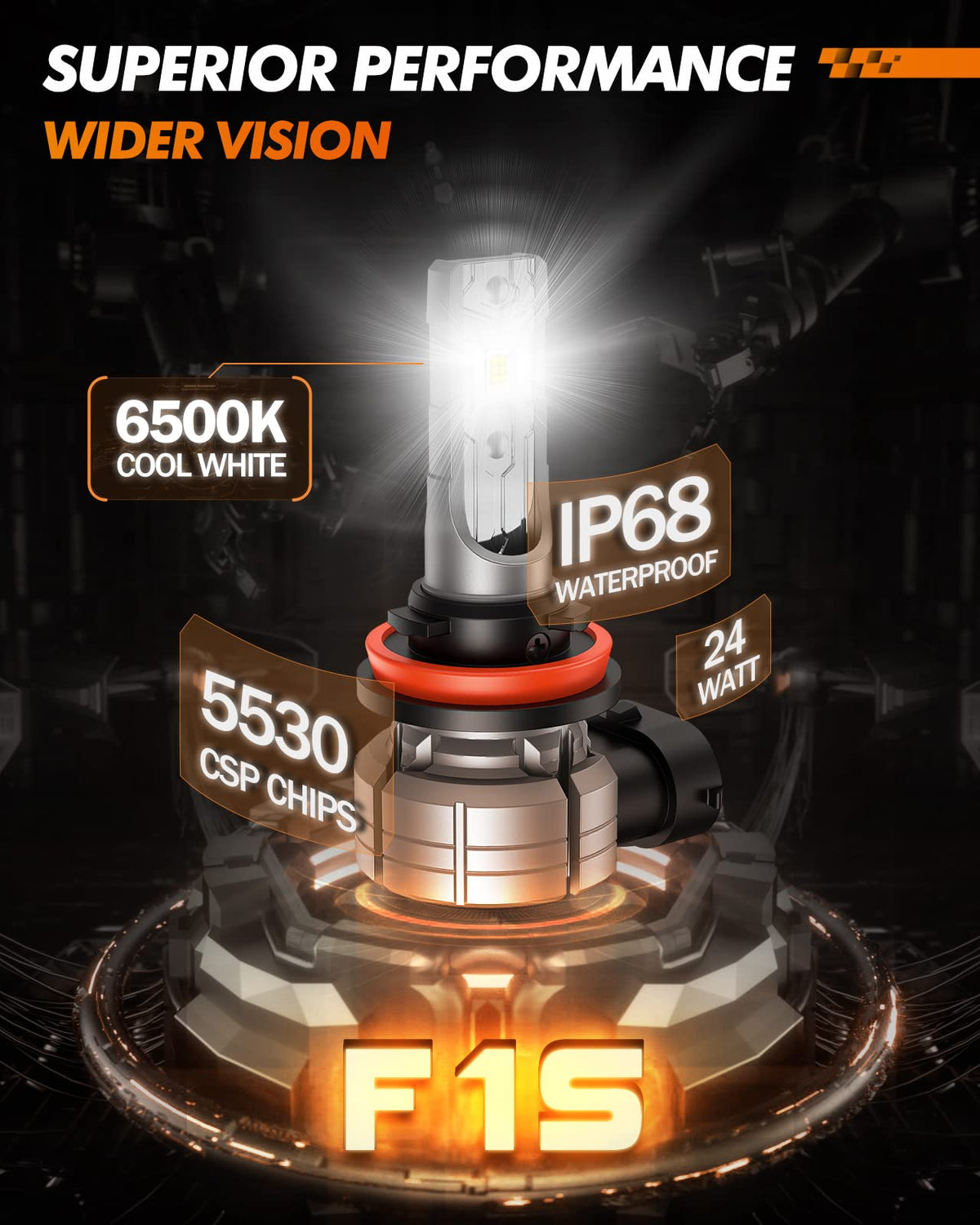 SEALIGHT Foco LED Antiniebla H11/H8/H16, 14000 lm, 24 W, 6500 K Blanco Frío, IP68, Paq. de 2