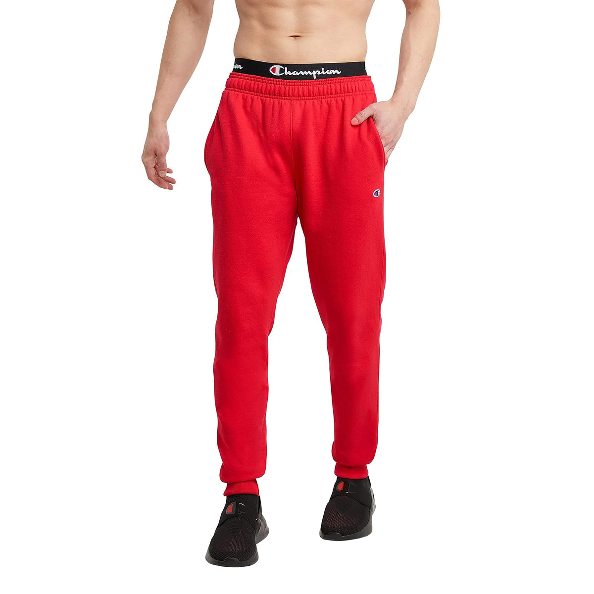 Champion Powerblend Pantalón Deportivo para Hombre - G - Logotipo Scarlet C Patch
