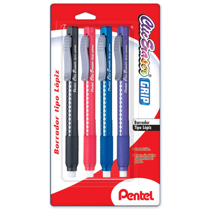 Pentel ZE21BPZ-4 Clic Erasers, Black Barrel