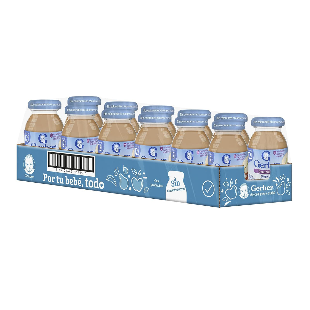 Gerber Plus Bebidas Etapa 4, Manzana, Paquete con 12 Frascos de 175 ml c/u