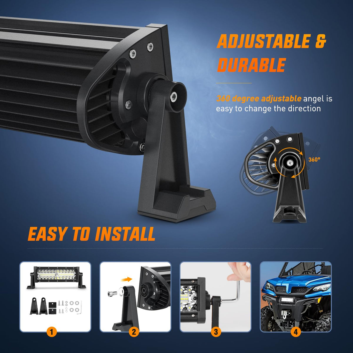 Nilight 18044C-A Barra de Luz LED de 9.5 Pulgadas, Triple Hilera, Combo de Inundación, 64 LED, para Camión/SUV/ATV/UTV