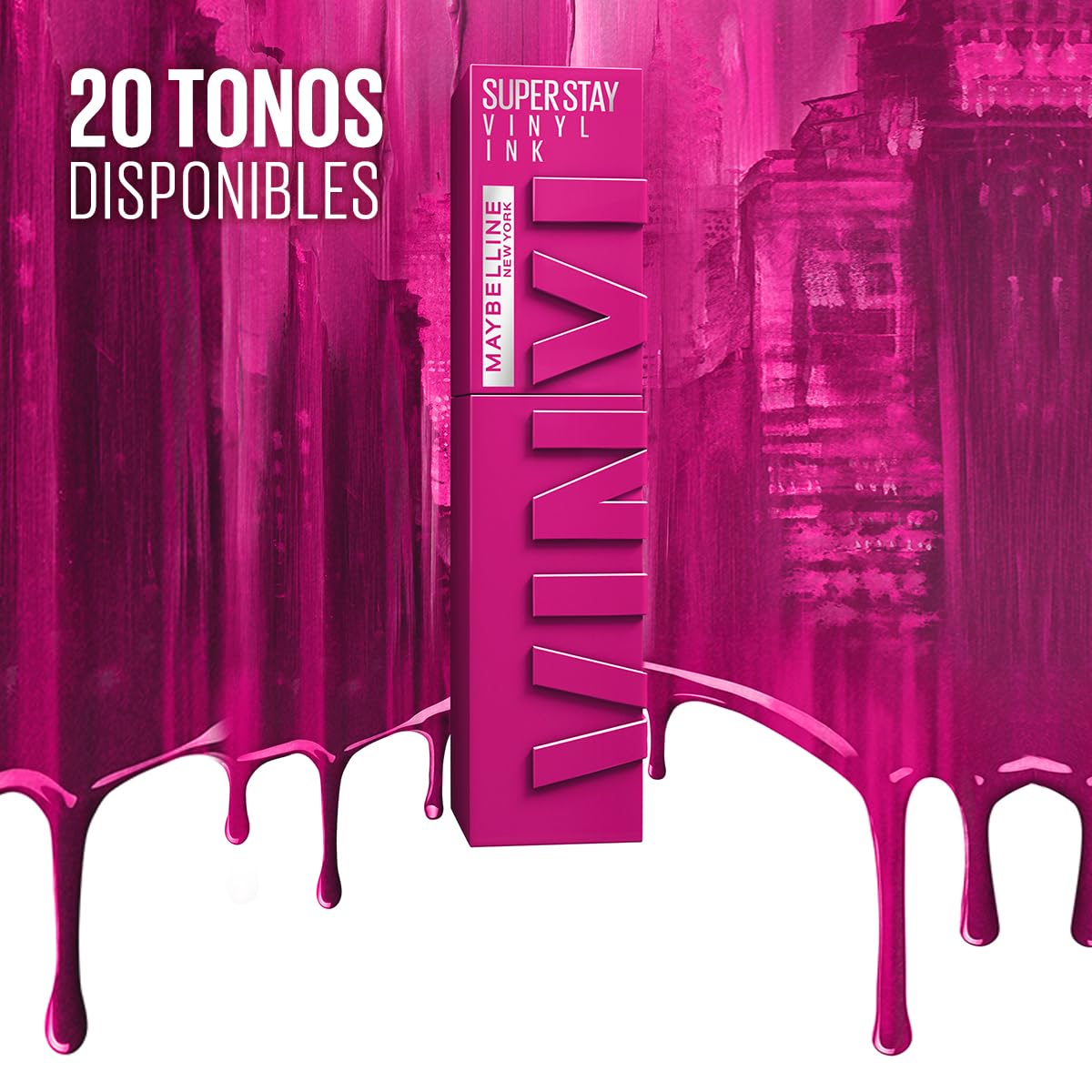 Maybelline Labial líquido brillante Superstay Vinyl Ink Tono Upbeat, 4.2ml - Dura hasta por 16H, brillo instantáneo sin grumos, sin transferencias
