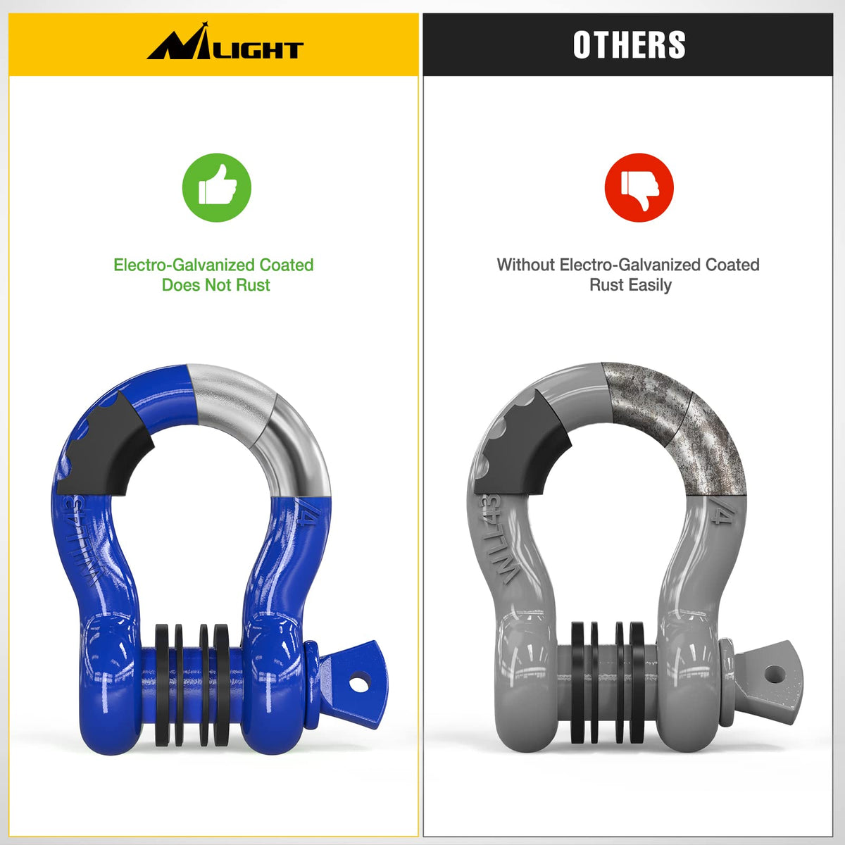 Nilight 2 Pack 3/4" D-Ring Shackle with 7/8" Screw Pin 41,887lbs Break Strength, Heavy Duty Off Road Recovery with Isolators Washers for Use with Tow Strap, Winch, Off-Road Truck Vehicle