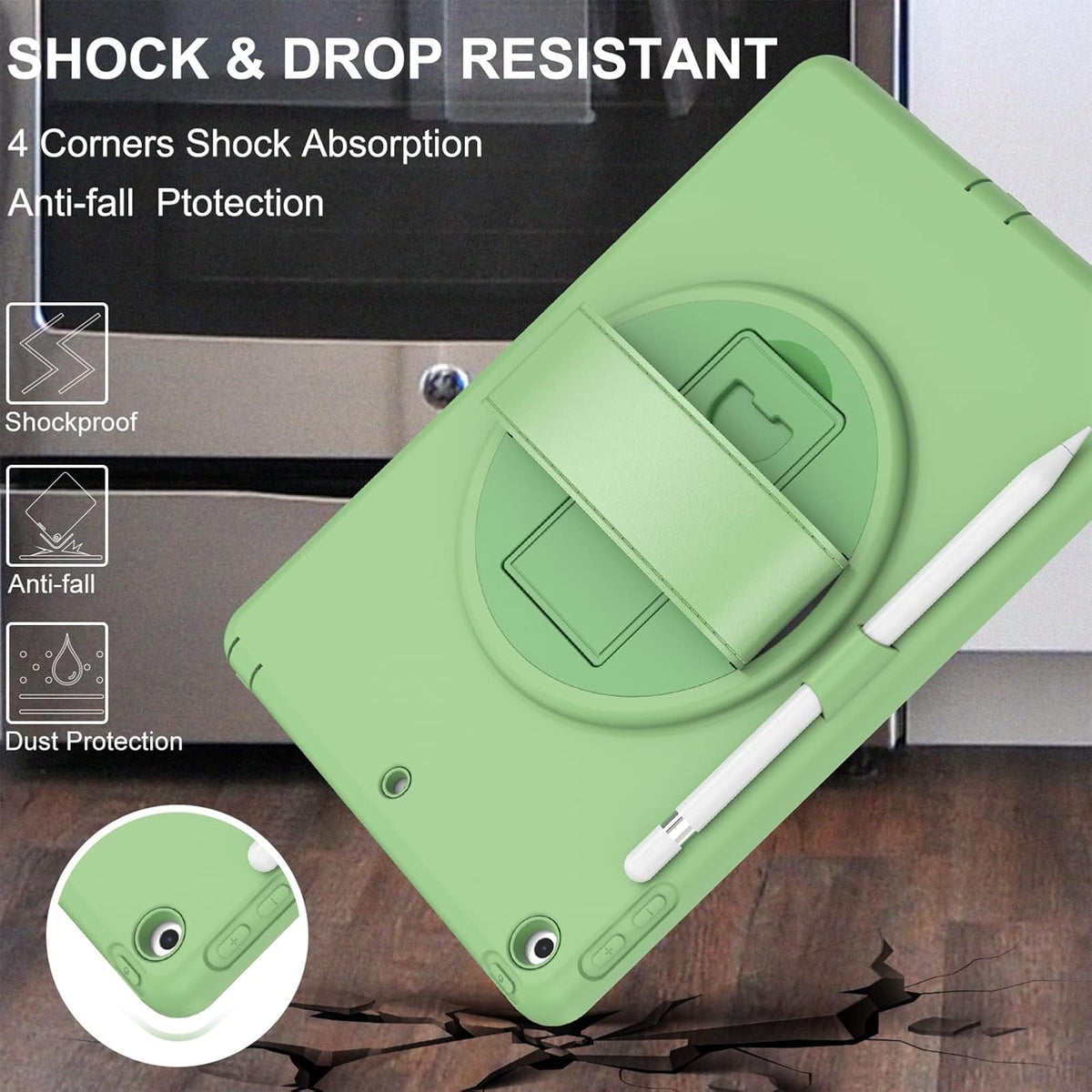 ORIbox Morandi - Funda para iPad 7ª y iPad 8ª y iPad 9ª generación [10.2 Pulgadas], Cuerpo Completo, a Prueba de Golpes, protección contra caídas 3 en 1 con Soporte de 360°/Correa de Mano