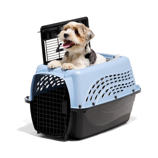 Petmate 21231 Caseta de dos puertas para mascotas, Azul perla/ Marrón, 24.05" x 16.75" x 14.5"