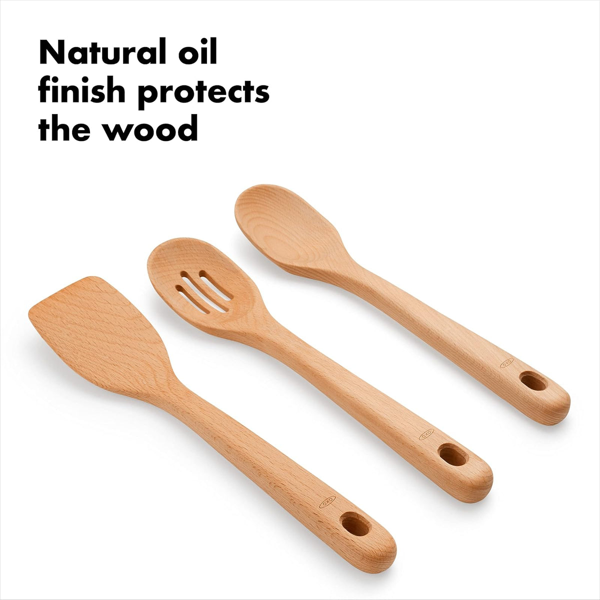 Oxo 1256080 Juego Utensilios Madera, 3 Piezas, Multicolor