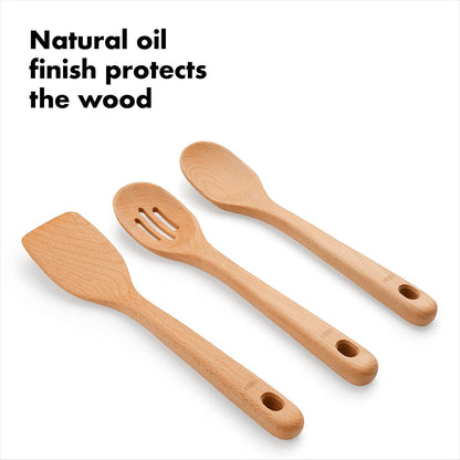 Oxo 1256080 Juego Utensilios Madera, 3 Piezas, Multicolor