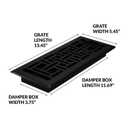 Decor Grates AJH412-BLK - Registro oriental de piso, color negro