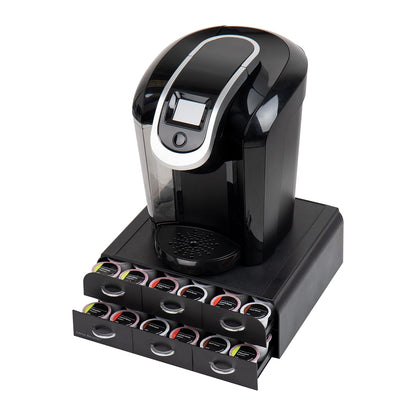 Mind Reader Single Serve Coffee Pod Organizer with 2 Drawers, 72 Pod Capacity, Countertop, 14" L x 12.25" W x 4.75" H, Black