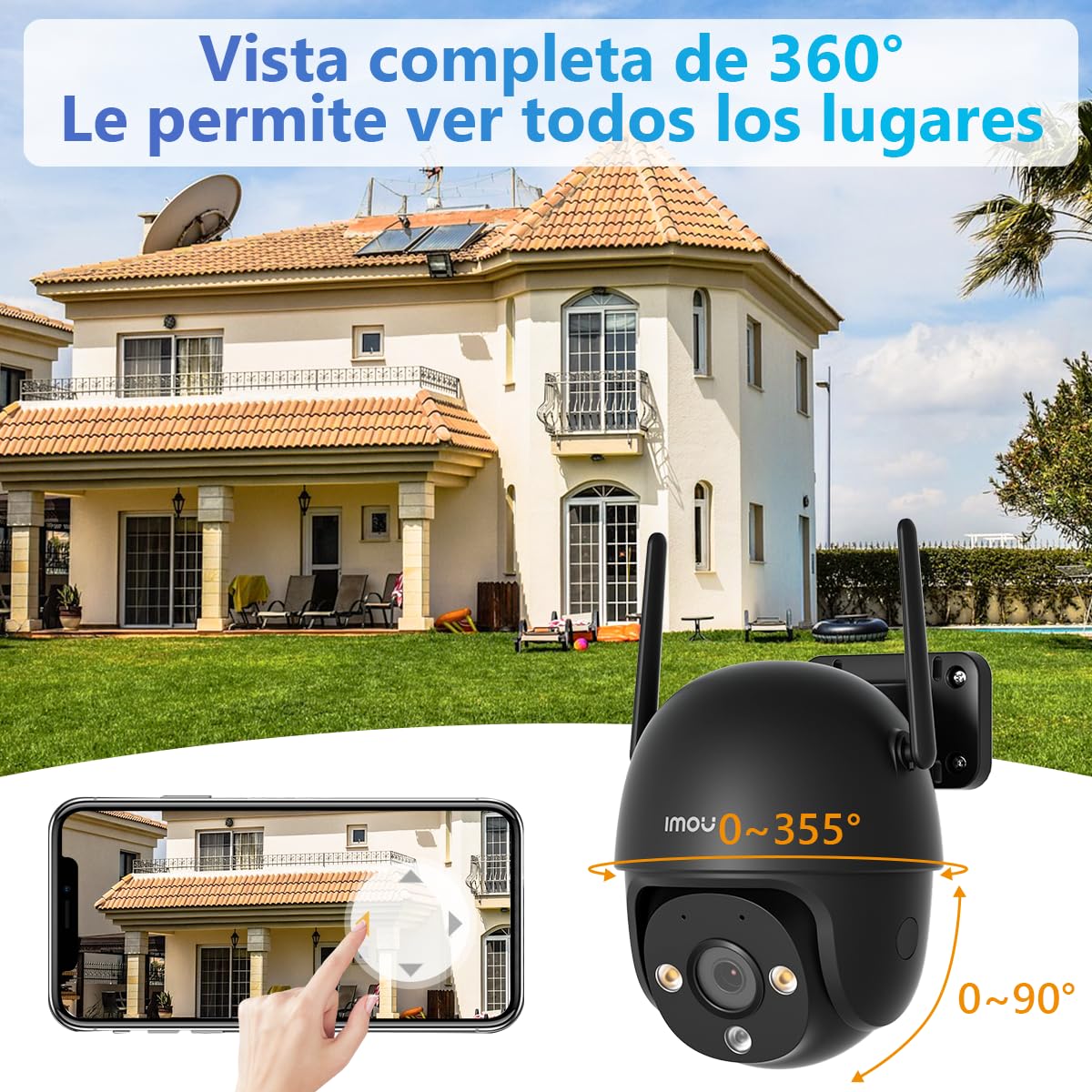 Imou IPC-DK7N Cámara de Seguridad WiFi 6 Exterior 5MP con Visión Nocturna a Color, Detección de Personas y Vehículos, Seguimiento Inteligente e IP66