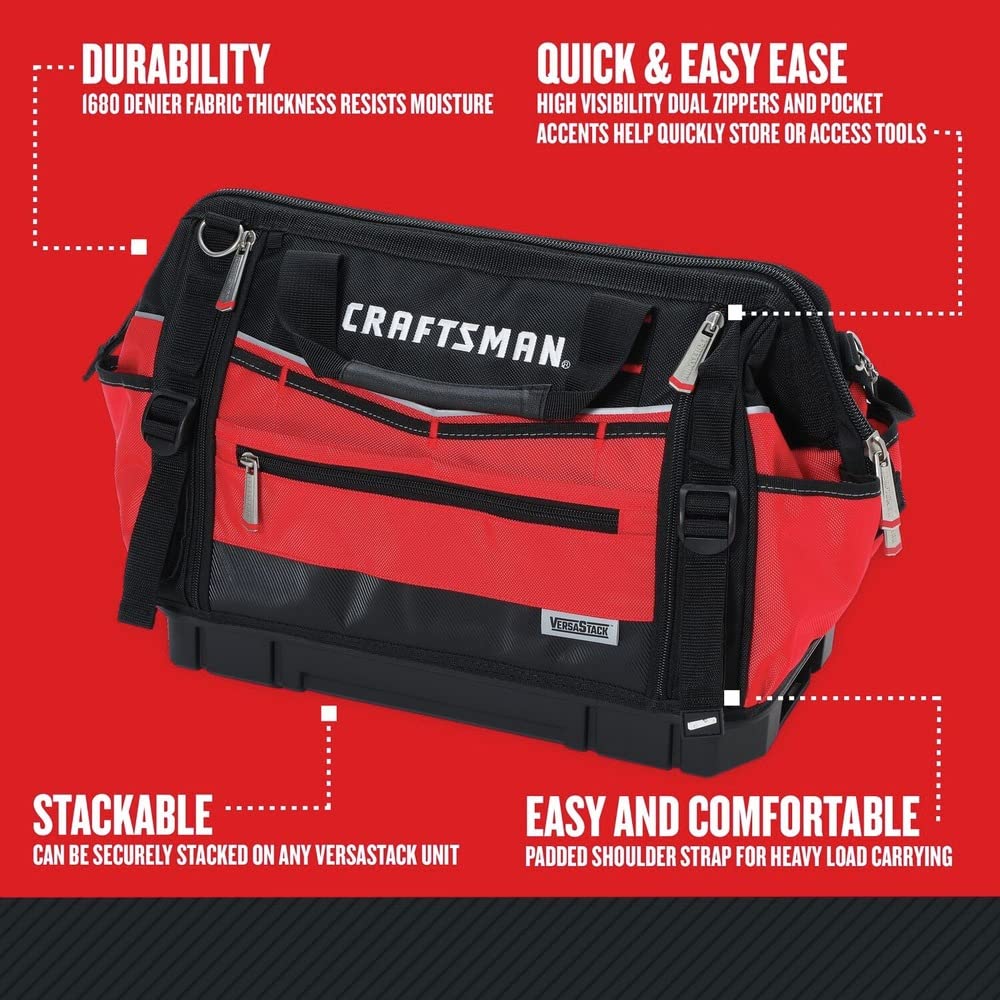 CRAFTSMAN VERSASTACK - Bolsa de herramientas con cierre, organizador de 31 bolsillos, bolsa de herramientas resistente (CMST17622)