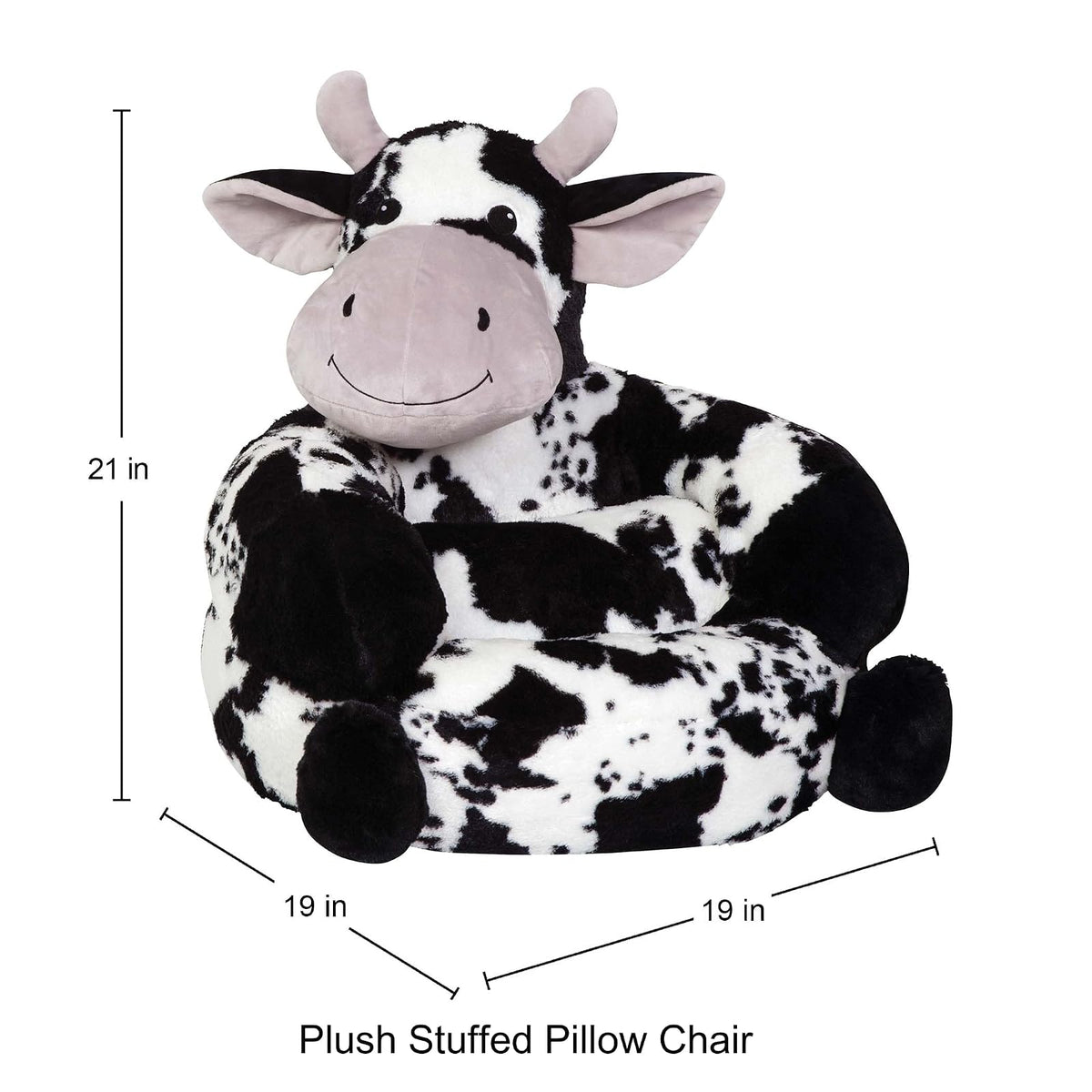 Trend Lab Cow - Silla de Felpa para niños, cómoda Silla de Descanso con Almohada para niños de 1 a 3 años, 21 x 19 x 19 Pulgadas, Alternativa de puf Suave