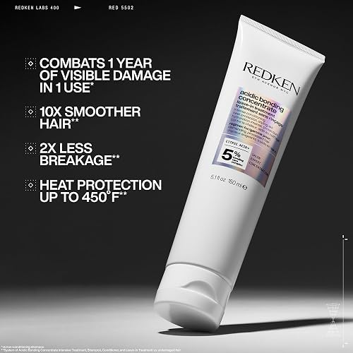 Redken Acidic Bonding Concentrate Tratamiento Reparador Sin Enjuague 150 ml | Ayuda a reparar y fortalecer el cabello dañado, ofrece suavidad, protección térmica y control de frizz desde el primer uso