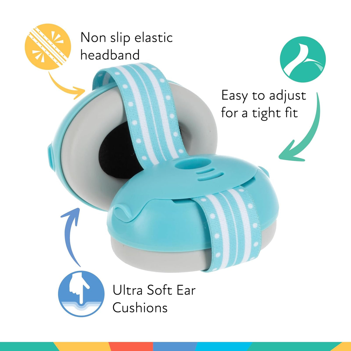 Nuby Soft Sounds - Orejeras ajustables para bebé para protección contra ruidos fuertes, ideales para espectáculos de aire, fuegos artificiales, viajes en vuelo y mucho más Azul solamente.