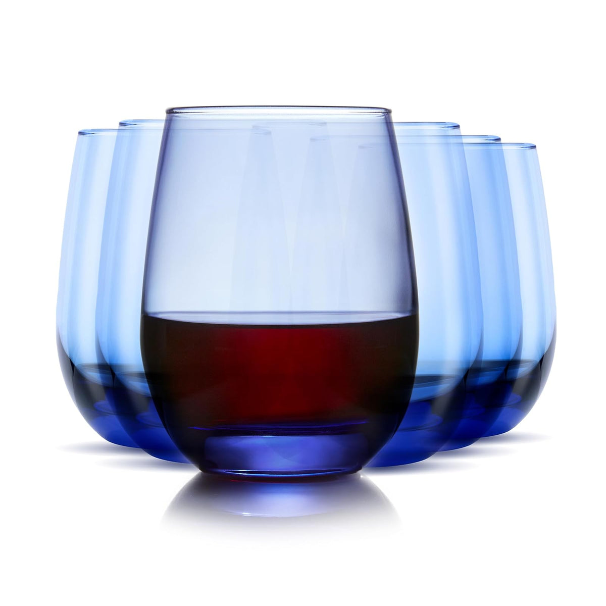Libbey 231 Juego de 12 Copas de Vino sin Tallo, 15 oz - Azul