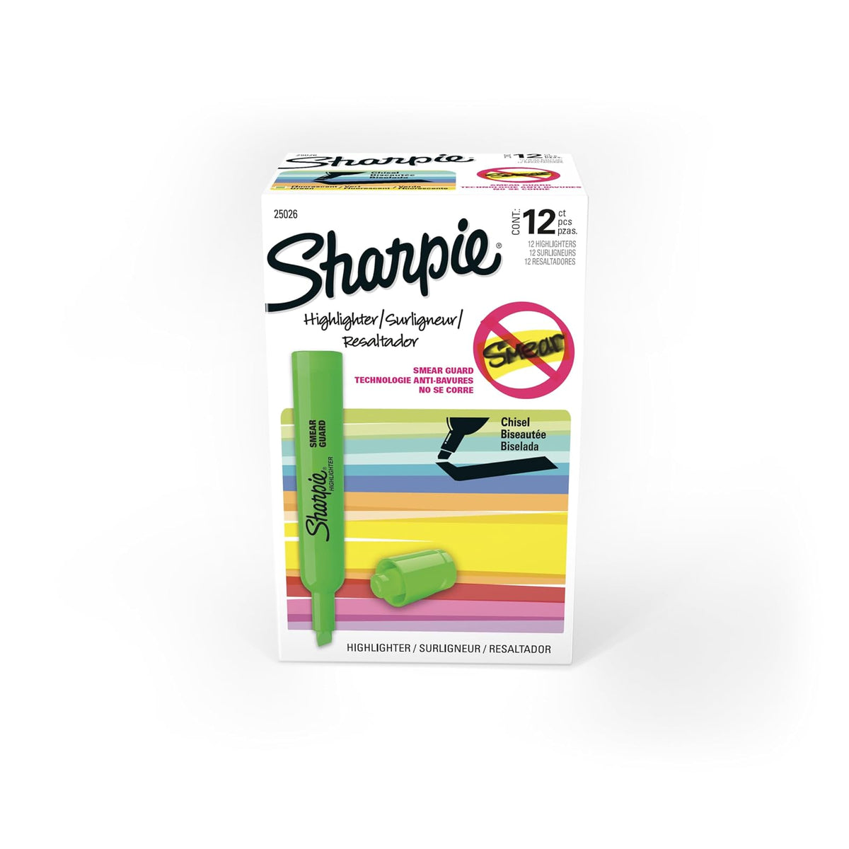 Sharpie Resaltador Estilo Tanque Punta de Cincel Amarillo, Caja 12 - 12-Count - forro polar verde con licencia oficial de star wars silent one crew. - empaque estándar