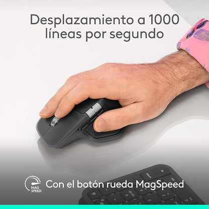 Logitech MX Master 4 Mouse Inalámbrico de Alto Desempeño, Recargable, Scrolling Ultra-rápido, 8K dpi, Seguimiento sobre Cristal, Clics Discretos, USB-C, Bluetooth, Windows, MacOS, Chrome, Blanco