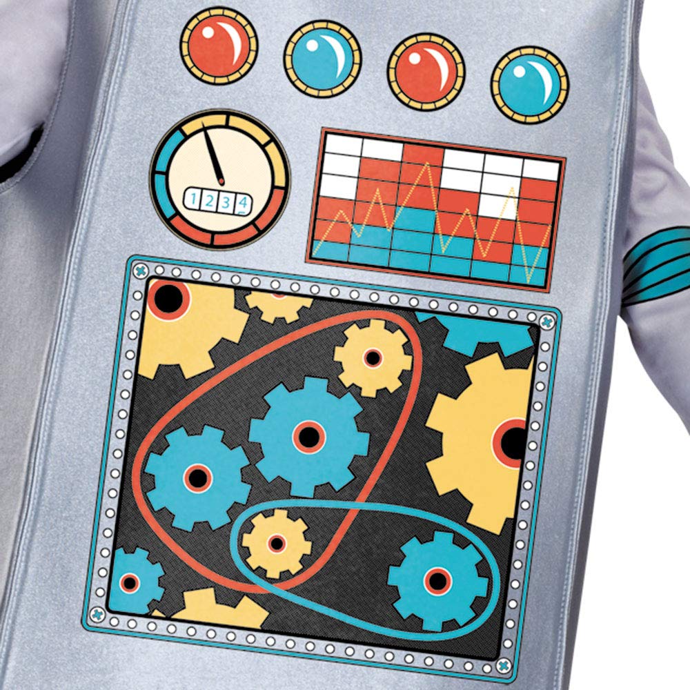 Disguise Artsy Heartsy - Disfraz de robot retro, plateado/rojo/azul/amarillo, talla M