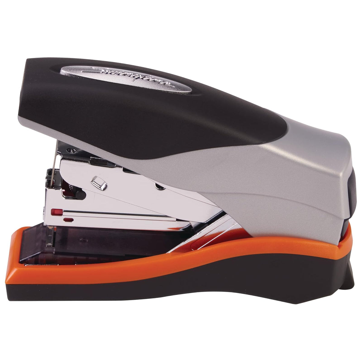 Grapadora Swingline, capacidad de 40 hojas, Optima 40, sin atascos, esfuerzo reducido, compacto, agarre suave, metal, naranja, plata y negro (87842)