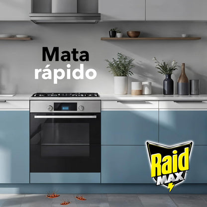 Raid MAX Trampas Insecticida Mata Cucarachas Sistema Exterminador, 8 Piezas
