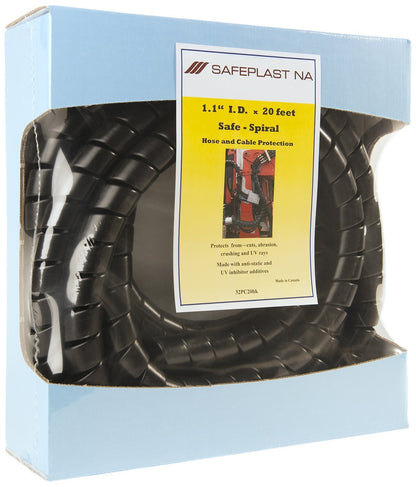Protector de manguera en espiral precortado, 3,1 cm OD, 20 pies de longitud, color negro