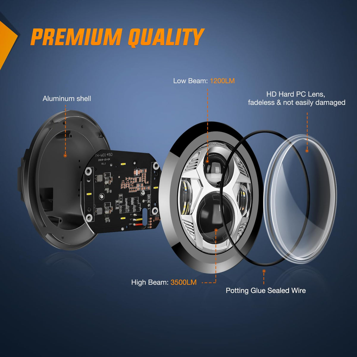 Nilight TL-411 Faros Delanteros LED para Motocicleta Harley Davidson 5.75 in, Compatible con Sportster/Dyna/Softail, Cromo