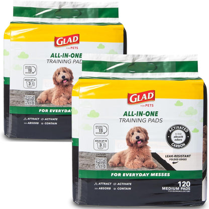 Glad for Pets - Almohadillas para Orejas de Entrenamiento de carbón Activado para Perros, tamaño pequeño, 17.5 x 23.5 Pulgadas, absorbentes de Olor, Almohadillas para Orejas de orina para Perros