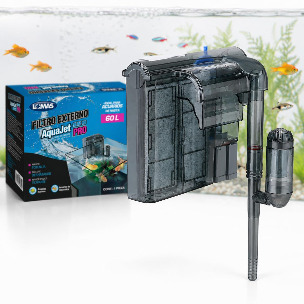 AquaJet Slim Pro Filtro Externo para Acuario - 60 Lt