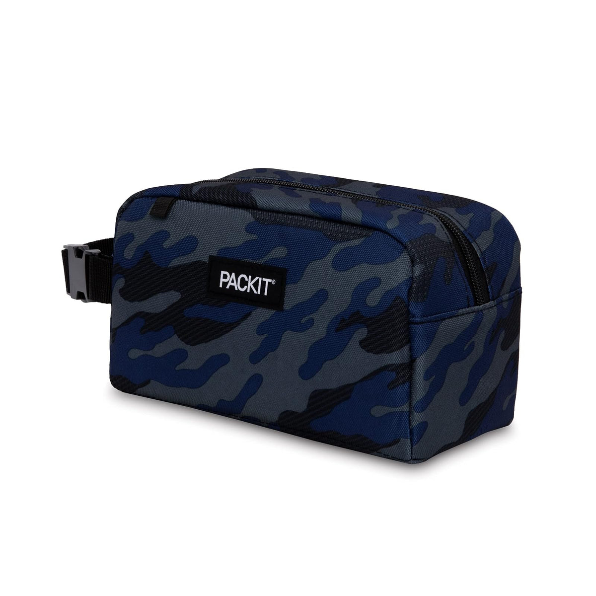 PackIt - Caja de aperitivos congelable, camuflaje deportivo azul marino, EcoFreeze, reutilizable, cierre con hebilla, para todas las edades