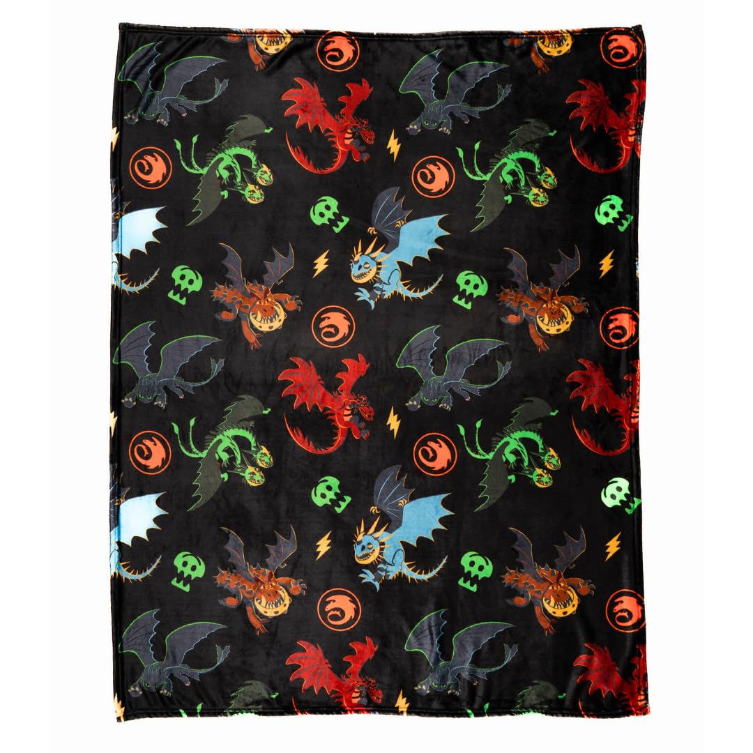 Franco How to Train Your Dragon - Ropa de Cama para niños sin Dientes súper Suave y acogedora, 46 x 60 Pulgadas, (Producto con Licencia Oficial)